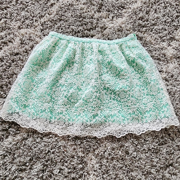 Zara Skirt | Zara Basic Mint Floral Print A-line Skirt - Picture 2 of 10